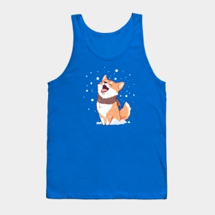 A shiba dog trying to eat the falling snowflakes Tank Top